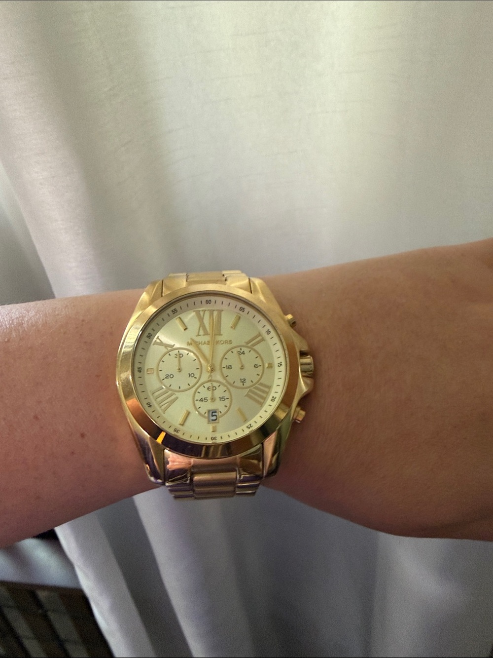 Michael Kors Gold and Cream Women's Chronograph Bracelet Watch